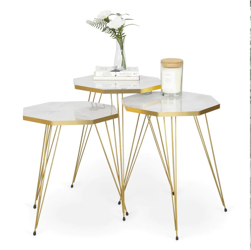 3 Pc Octagon Table Set for Home Decor