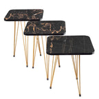 3 Pcs Square Black Marble Table Set for home Decor