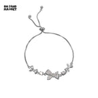SHINY PINK CRYSTAL CHERRY BLOSSOM BRACELET MOON BOW FLOWERS ZIRCON GIRL JEWELRY