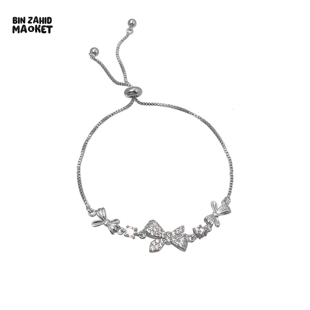 SHINY PINK CRYSTAL CHERRY BLOSSOM BRACELET MOON BOW FLOWERS ZIRCON GIRL JEWELRY