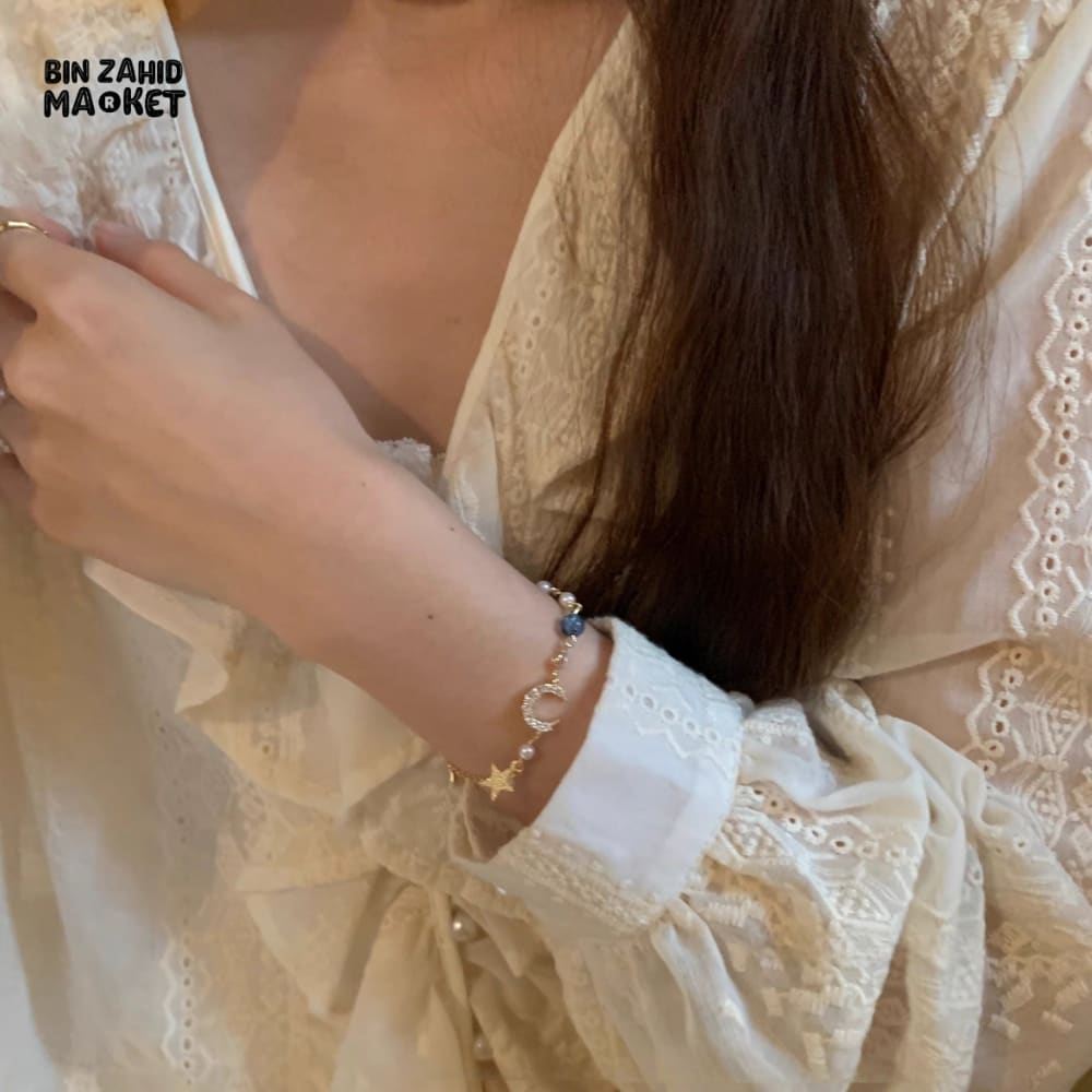 KOREAN SIMPLE STAR MOON ZIRCON PEARL BRACELET
