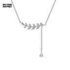 STERLING SILVER LEAVES ZIRCON PENDANT NECKLACE FOR WOMEN FASHION JEWELRY GIFT