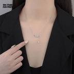 STERLING SILVER LEAVES ZIRCON PENDANT NECKLACE FOR WOMEN FASHION JEWELRY GIFT