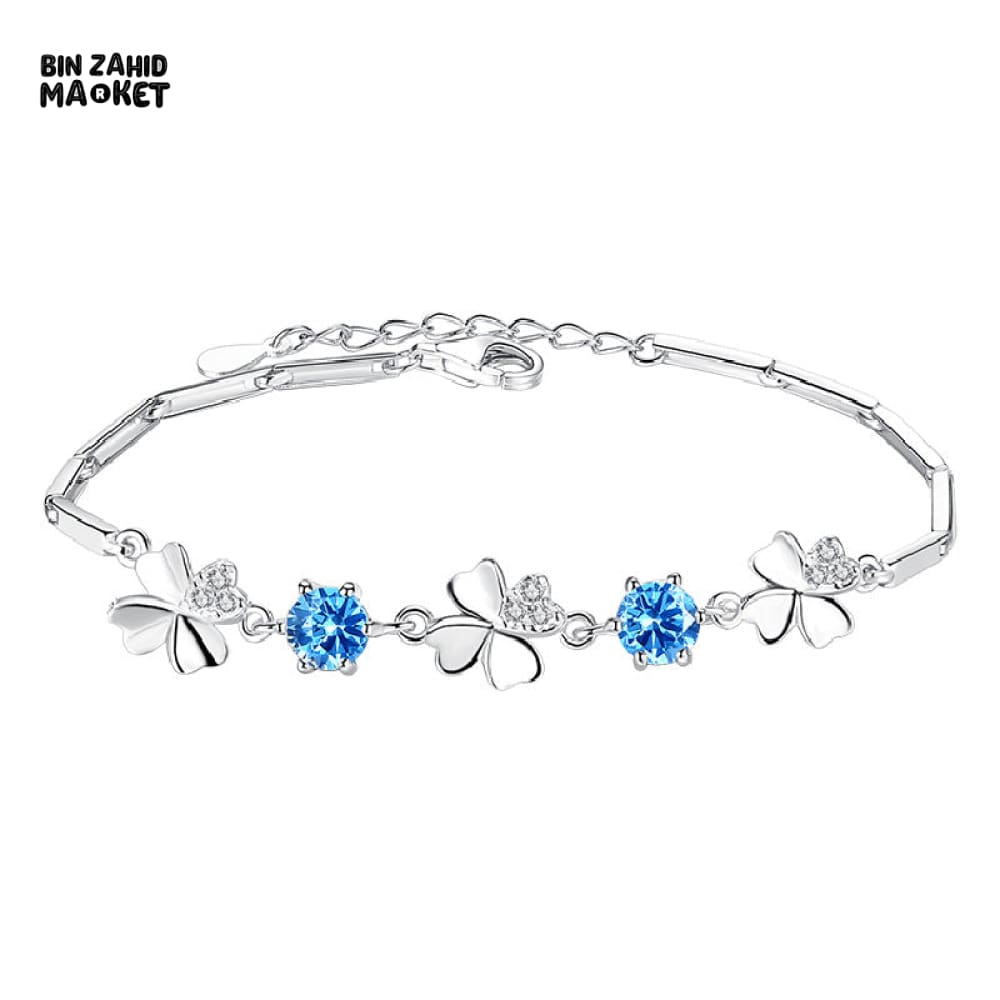 STERLING SILVER ZIRCONIA GOOD LUCK CHARMS BRACELET