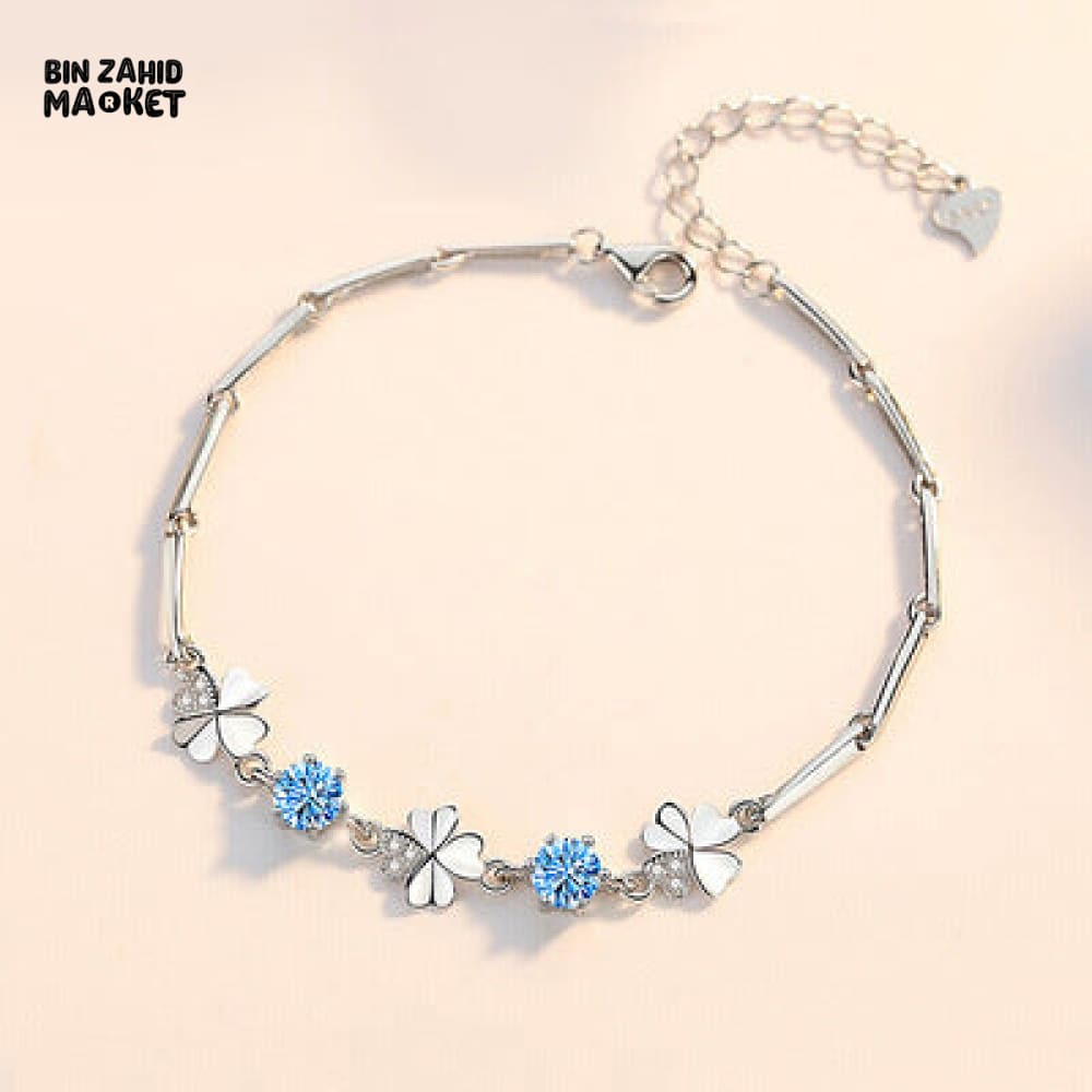 STERLING SILVER ZIRCONIA GOOD LUCK CHARMS BRACELET