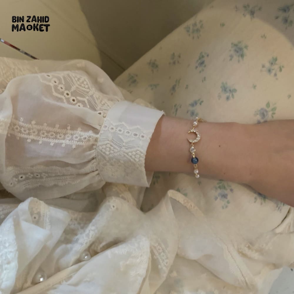 KOREAN SIMPLE STAR MOON ZIRCON PEARL BRACELET