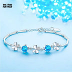 STERLING SILVER ZIRCONIA GOOD LUCK CHARMS BRACELET