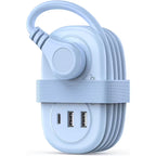 ORICO 5-in-1 Compact Travel Power Strip, Cruise Ship Approved with 2 AC Outlets & 2 USB Ports (1 USB-C Charge), 3.7ft Cord - Ultra-Portable for Cruise, Hotel, Dorm,Office(Blue)
