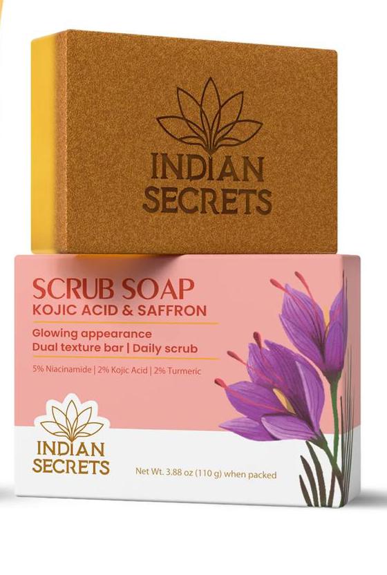 Indian Secrets Scrub Soap with Kojic Acid & Saffron