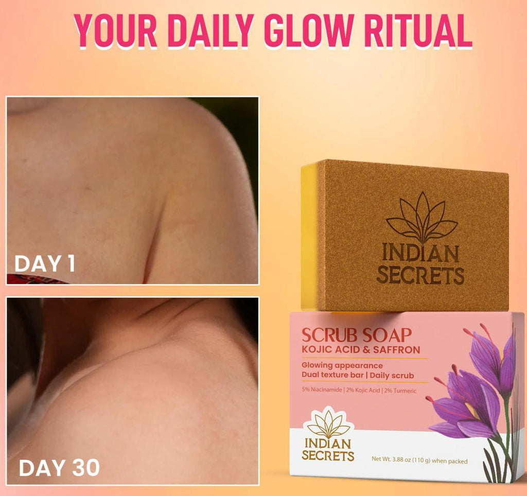 Indian Secrets Scrub Soap with Kojic Acid & Saffron